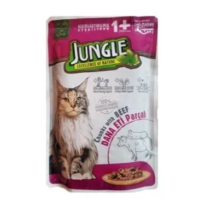 پوچ گربه عقیم شده جانگل با طعم گوشت گوساله وزن 100 گرم - jungle
