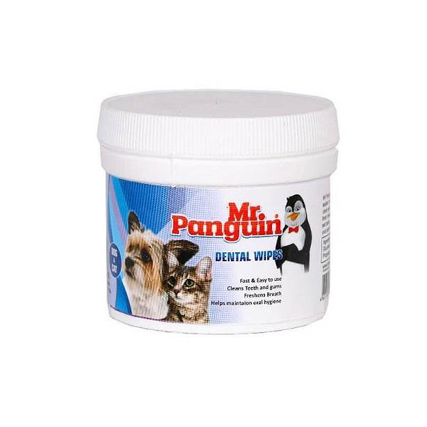 دستمال مرطوب مخصوص دندان سگ و گربه مستر پنگوئن قوطی 70 عددی وزن 100 گرم - Mr.Panguin Dental Wipes