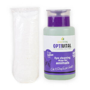محلول تمیزکننده چشم سگ و گربه زوویتال مدل اوپتیویتال به همراه 50 پد بهداشتی حجم ۱۵۰ میلی لیتر - Zoovital Optivital