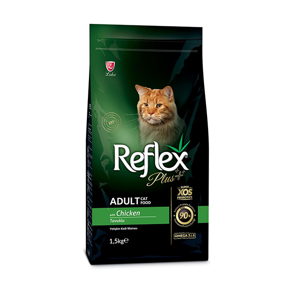 غذای خشک گربه بالغ رفلکس پلاس Reflex Plus با طعم مرغ وزن 1.5 کیلوگرم