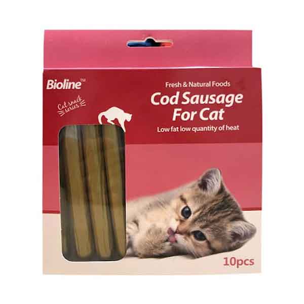 تشویقی سوسیس گربه بیولاین با طعم ماهی بسته 10 عددی - Bioline