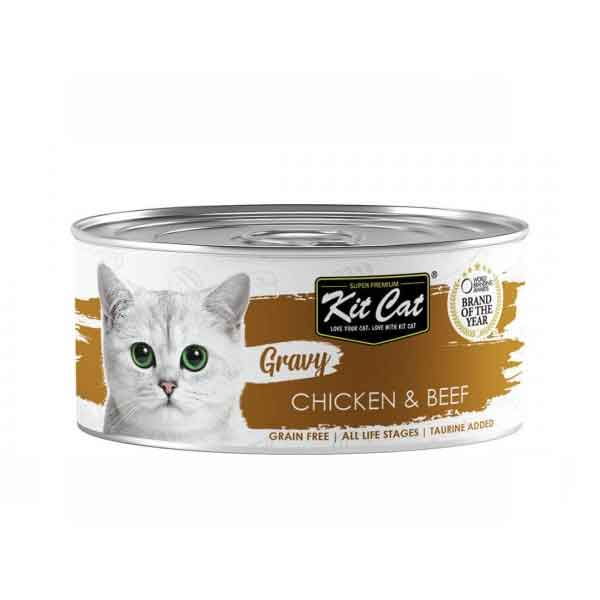 کنسرو گربه کیت کت با طعم مرغ و گوشت گاو وزن 70 گرم - KitCat Chicken & Beef