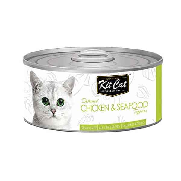 کنسرو گربه کیت کت با طعم مرغ و جانوران دریایی وزن 80 گرم - KitCat Chicken & Seafood