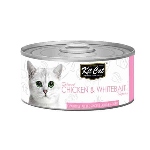 کنسرو گربه کیت کت با طعم مرغ و ماهی کوچک وزن 80 گرم - KitCat Chicken & Whitebait