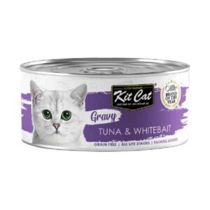 کنسرو گربه کیت کت با طعم تن و ماهی کوچک در آب گوشت وزن 80 گرم - KitCat Tuna & Whitebait gravy