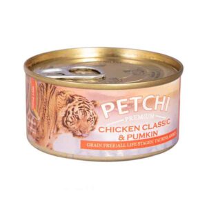 کنسرو غذای گربه پتچی مدل مرغ و کدو حلوایی وزن 120 گرم - Petchi