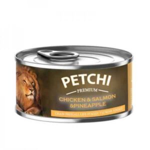 کنسرو غذای گربه پتچی مدل مرغ و ماهی سالمون و آناناس وزن 120 گرم - Petchi