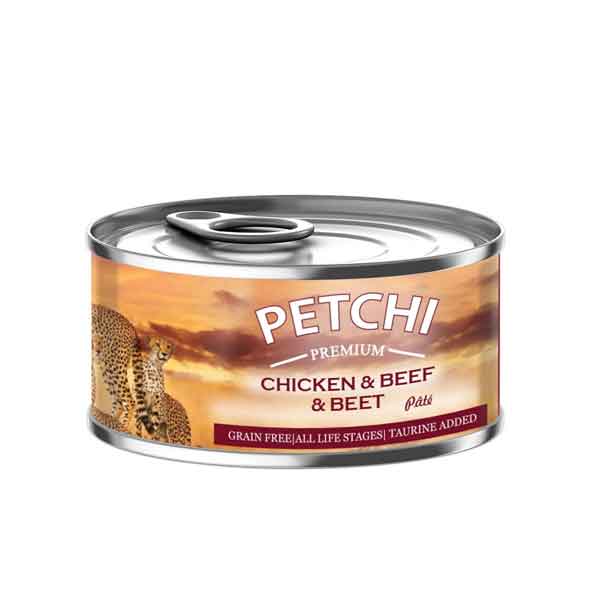 کنسرو غذای گربه پتچی مدل مرغ و گوشت وزن 120 گرم - Petchi Chicken Beef