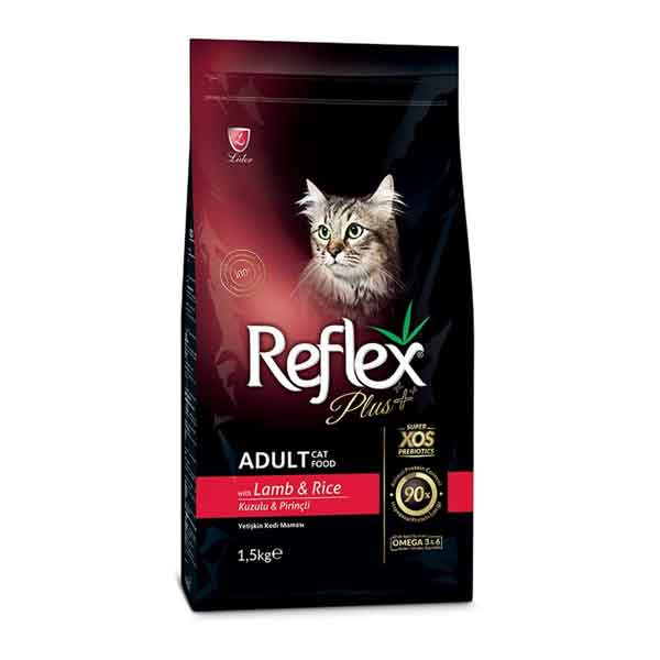 غذای گربه بالغ رفلکس پلاس مدل ادالت طعم گوشت و برنج وزن 1.5 کیلوگرم - Reflex Plus Adult