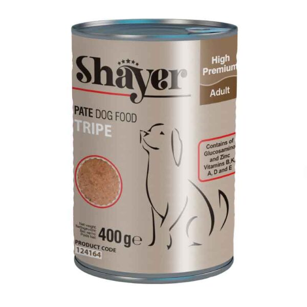 کنسرو غذای سگ بالغ شایر طعم سیرابی وزن 400 گرم - Shayer