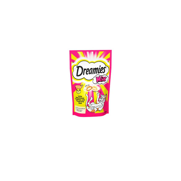 تشویقی گربه دریمیز Dreamies با طعم گوشت گوساله و پنیر وزن 60 گرم