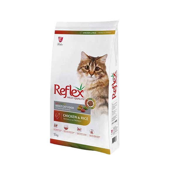 غذای گربه رفلکس پلاس مولتی کالر مدل ادالت طعم مرغ و برنج وزن 15 کیلوگرم - Reflex Plus Adult Chicken & Rice