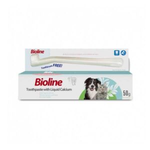 ست مسواک و خمیر دندان کلسیوم دار سگ و گربه بیولاین - Bioline