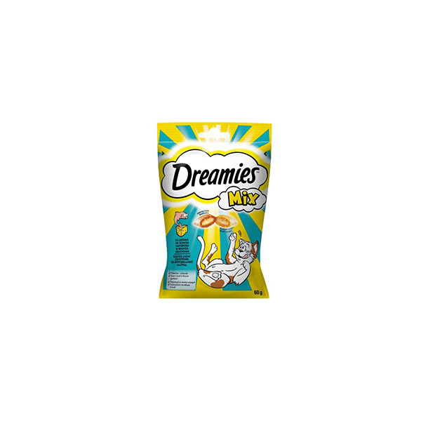 تشویقی گربه دریمیز Dreamies با طعم ماهی سالمون و پنیر وزن 60 گرم