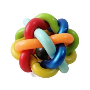 توپ اسباب بازی مدل رنگارگ به همراه زنگوله سایز لارج