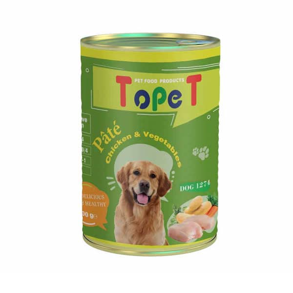 کنسرو سگ تاپت طعم مرغ و سبزیجات وزن 400 گرم