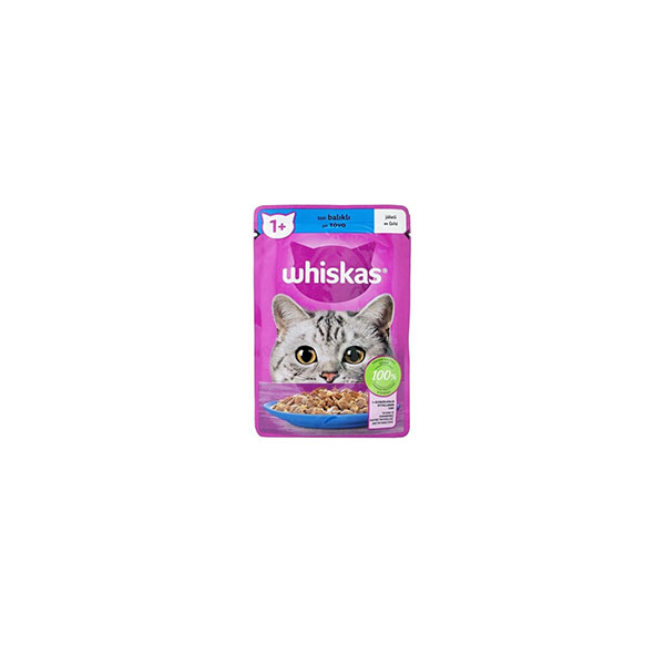 پوچ گربه ویسکاس Whiskas با طعم ماهی تن در ژله 85 گرم