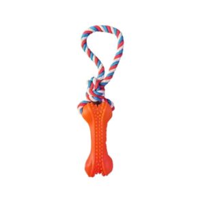 اسباب بازی دندانی کنفی سگ به همراه طناب طرح استخوان