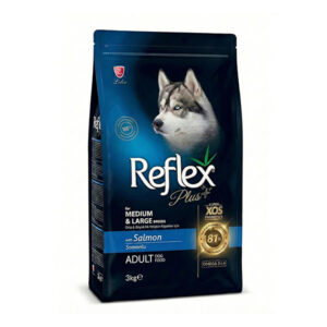 غذای خشک سگ بالغ نژاد متوسط و بزرگ طعم سالمون رفلکس پلاس Reflex Plus وزن 3 کیلوگرم