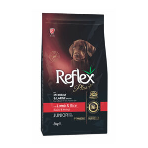 غذای خشک توله سگ نژاد بزرگ و متوسط طعم مرغ و برنج رفلکس پلاس Reflex Plus وزن 3 کیلوگرم