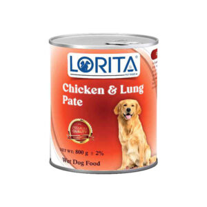 کنسرو سگ با طعم مرغ و جگر سفید 400 و 800 گرمی لوریتا