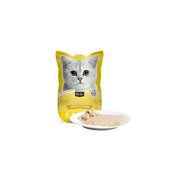 پوچ گربه کیت کت Kit Cat با طعم مرغ و ماهی سالمون وزن 70 گرم
