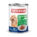 کنسرو سگ بالغ طعم گوشت و سیرابی پترسون peterson وزن 400 گرم