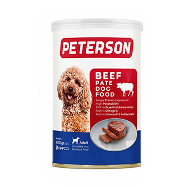 کنسرو سگ بالغ طعم گوشت پترسون Peterson وزن 400 گرم