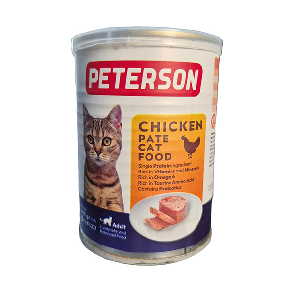 کنسرو گربه بالغ طعم مرغ پترسون peterson وزن 400 گرم