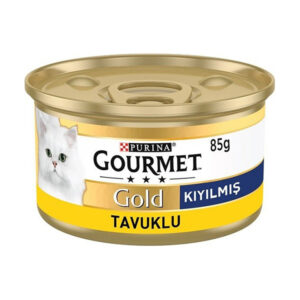 کنسرو گربه گلد طعم مرغ گورمت gourmet وزن 85 گرم