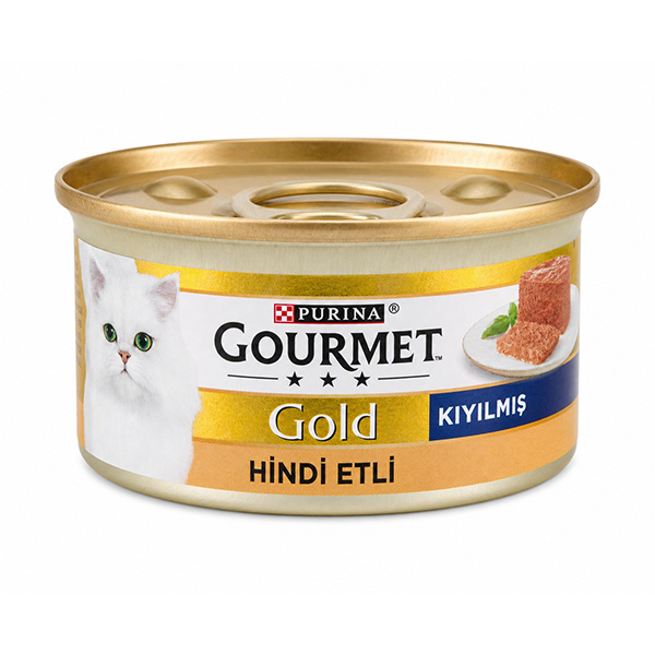 کنسرو گربه گلد طعم بوقلمون گورمت gourmet وزن 85 گرم